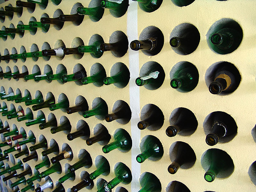 bottles in holes